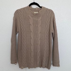 Nude colored distressed sweater